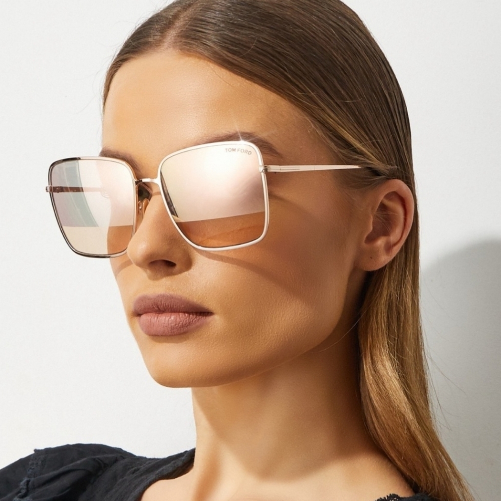 Tom Ford - Heather Sunglasses - Square Metal Sunglasses - Pink